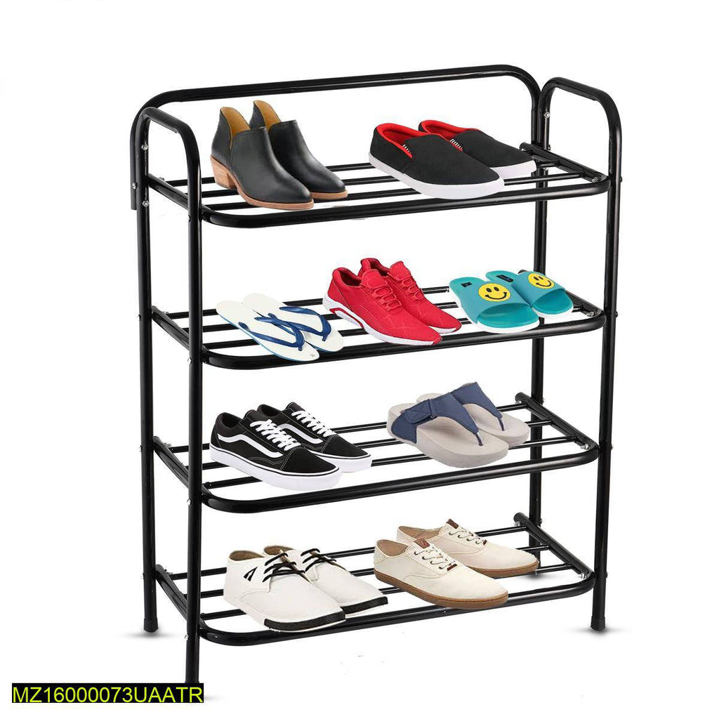 4 Layer Black Shoe Rack Stand Stainless Steel Organize