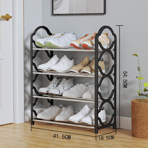 4 Layer Black Shoe Rack Stand Stainless Steel Organize