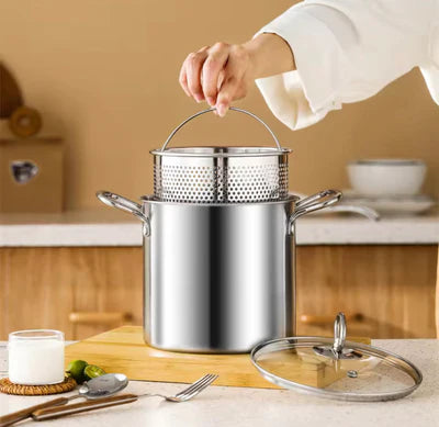 Stainless Steel Deep Fryer With Frying Basket, Tempura Frying Pot With Strainer, Multi Functional Cooking Kitchen Accee