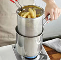 Stainless steel deep fryer with frying basket for home kitchen
